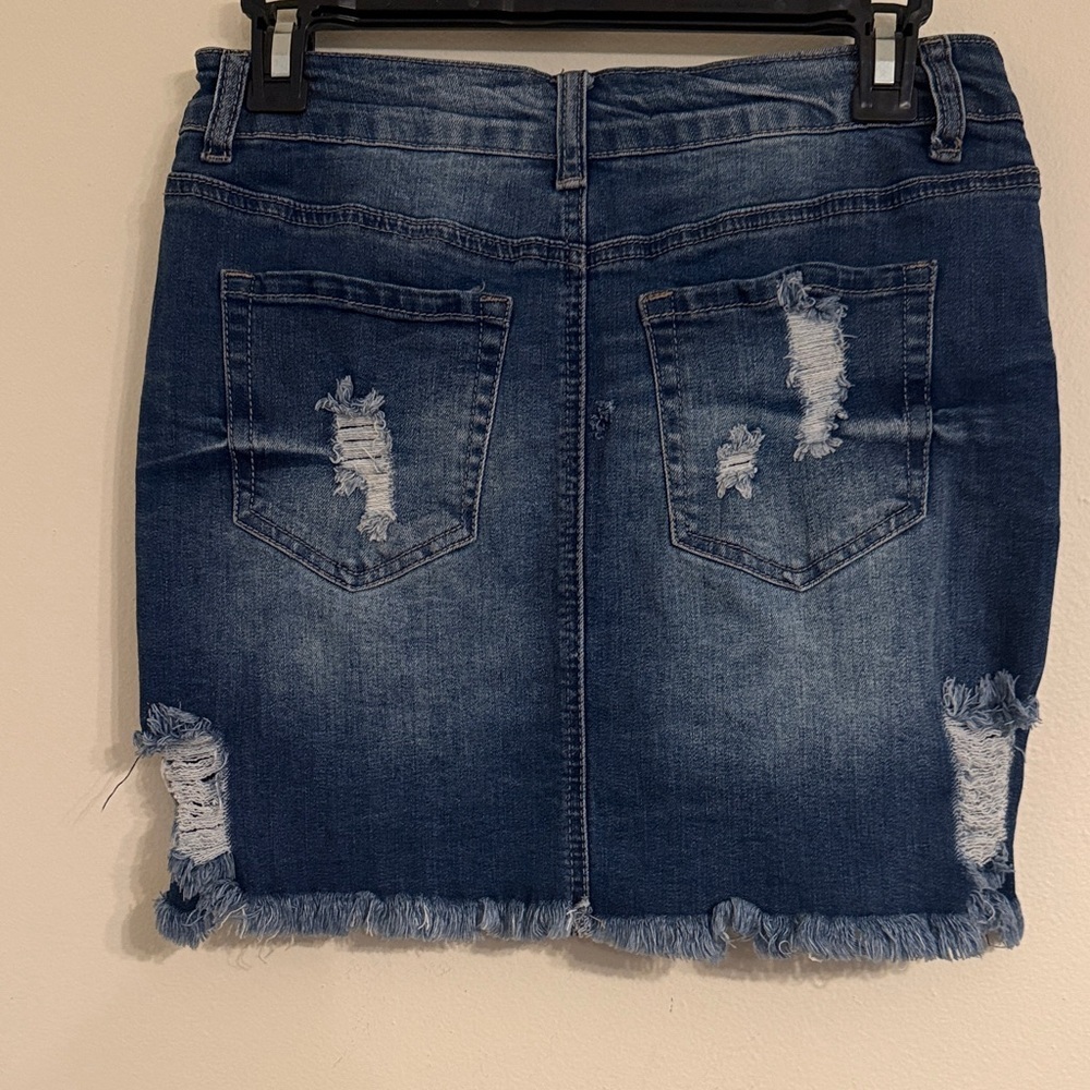 Wax Jean Ripped Indigo Mini Skirt women’s denim skirt Boho skirts size M - Picture 5 of 12